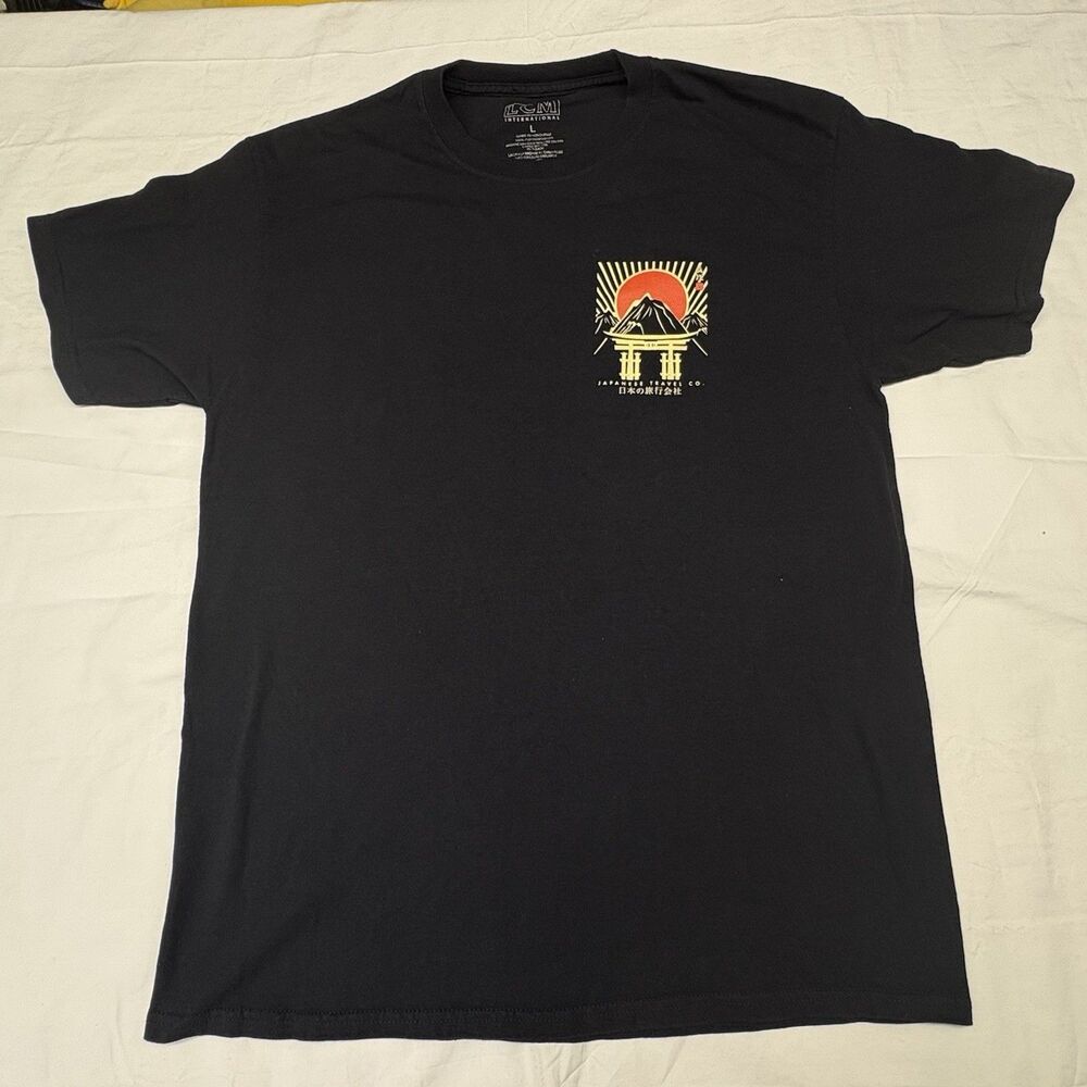 LCM International Mens L Black Japan Mt Fuji Torii Graphic T-Shirt